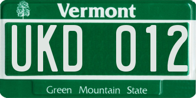 VT license plate UKD012