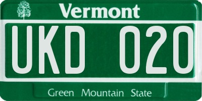 VT license plate UKD020