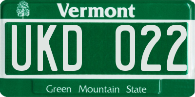 VT license plate UKD022