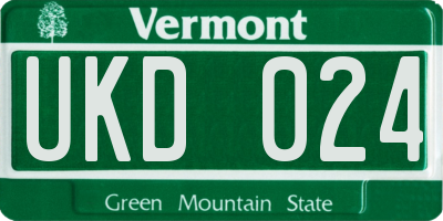 VT license plate UKD024