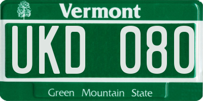 VT license plate UKD080