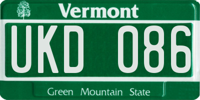 VT license plate UKD086