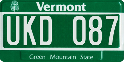 VT license plate UKD087