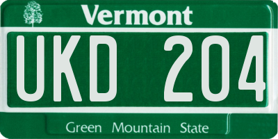 VT license plate UKD204