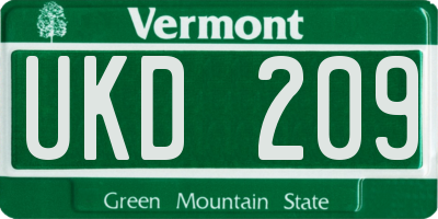 VT license plate UKD209