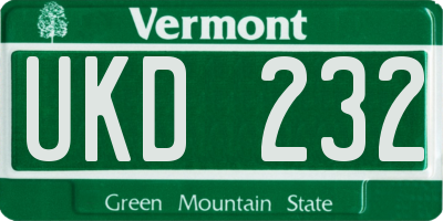 VT license plate UKD232
