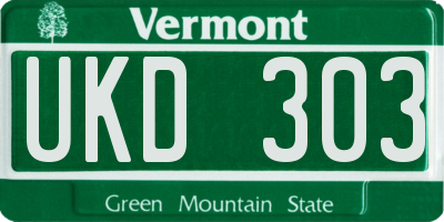 VT license plate UKD303