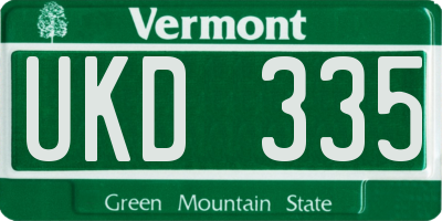 VT license plate UKD335