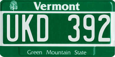 VT license plate UKD392