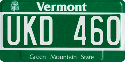 VT license plate UKD460