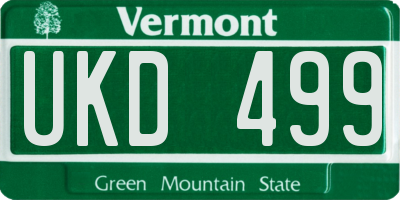 VT license plate UKD499