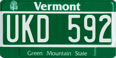 VT license plate UKD592