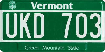 VT license plate UKD703