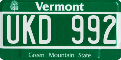 VT license plate UKD992