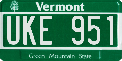 VT license plate UKE951
