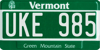 VT license plate UKE985