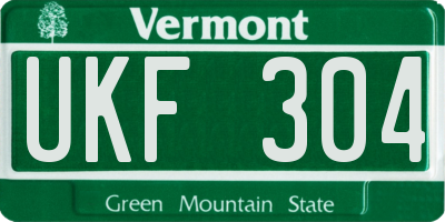 VT license plate UKF304
