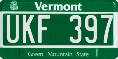VT license plate UKF397