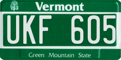 VT license plate UKF605