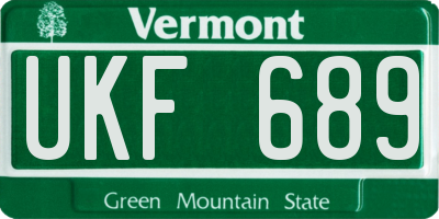VT license plate UKF689