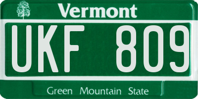 VT license plate UKF809
