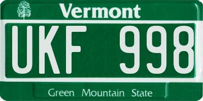 VT license plate UKF998
