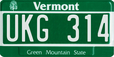 VT license plate UKG314