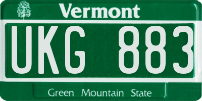 VT license plate UKG883