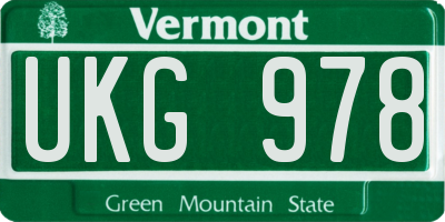 VT license plate UKG978