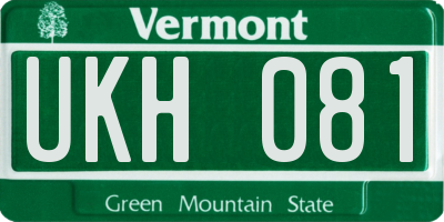 VT license plate UKH081
