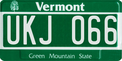 VT license plate UKJ066