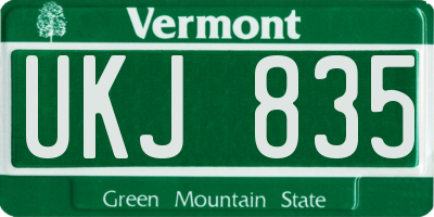 VT license plate UKJ835