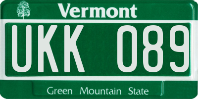 VT license plate UKK089