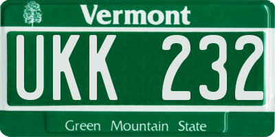 VT license plate UKK232