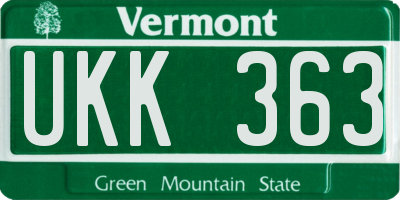 VT license plate UKK363