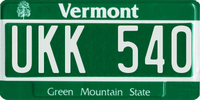 VT license plate UKK540