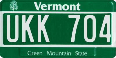 VT license plate UKK704
