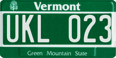 VT license plate UKL023