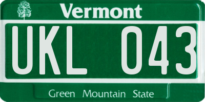 VT license plate UKL043