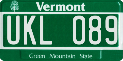 VT license plate UKL089