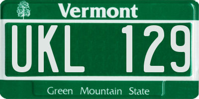 VT license plate UKL129