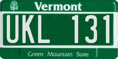 VT license plate UKL131
