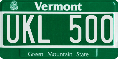 VT license plate UKL500