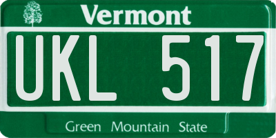 VT license plate UKL517