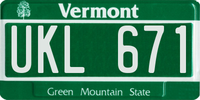 VT license plate UKL671