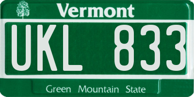 VT license plate UKL833