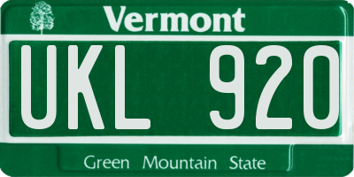 VT license plate UKL920