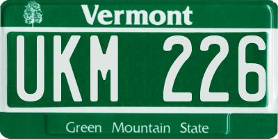 VT license plate UKM226