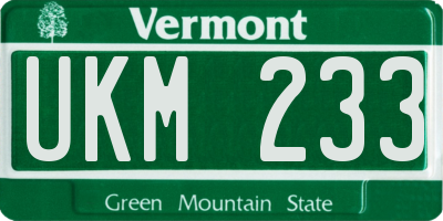 VT license plate UKM233