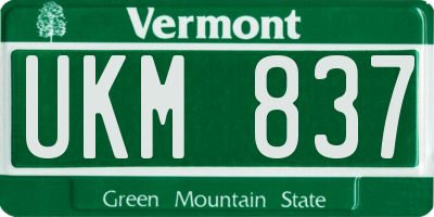 VT license plate UKM837